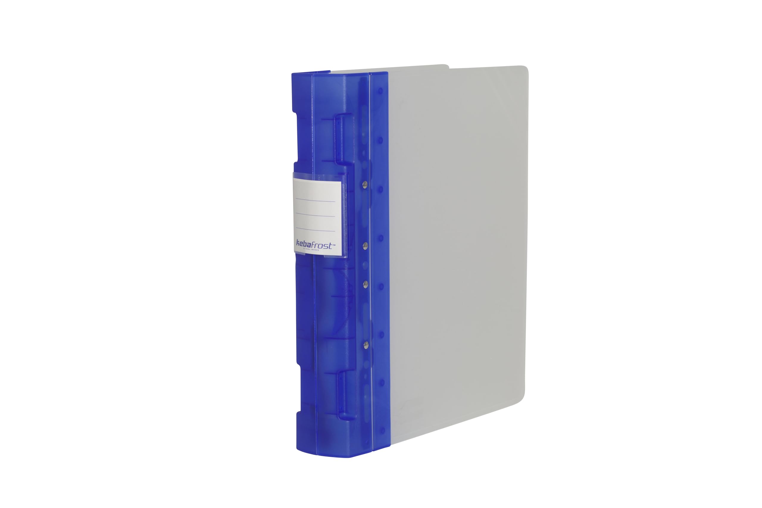 KEBA Ergogrip A4 Plus Ring Binder, Extra Wide 55mm Spine, 4 Ring / 8 Prong, Polypropylene Document Organiser, Holds 480 Sheets, Made in Sweden (Blue Frost)