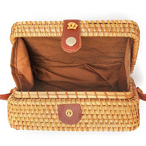 CrazyPiercing Wicker Round Square Crossbody Rattan Bag, Women Boho Bag Clutch Woven Handbag4