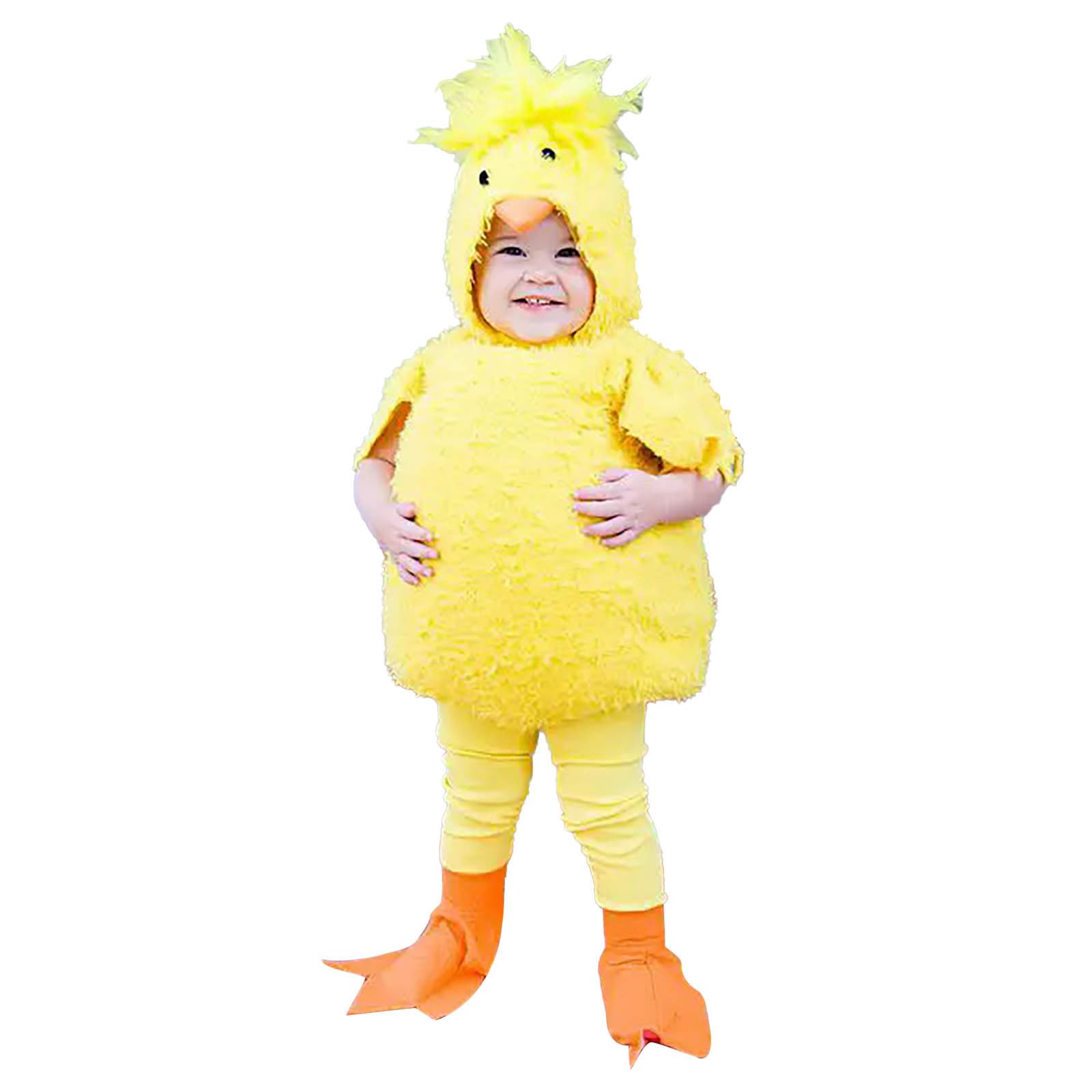 Costume Pulcino Neonato In Poliestere, Tutina Unisex Con Cappuccio Per Carnevale | Apertura Nascosta Per Pannolino, Taglie 0-12 Mesi