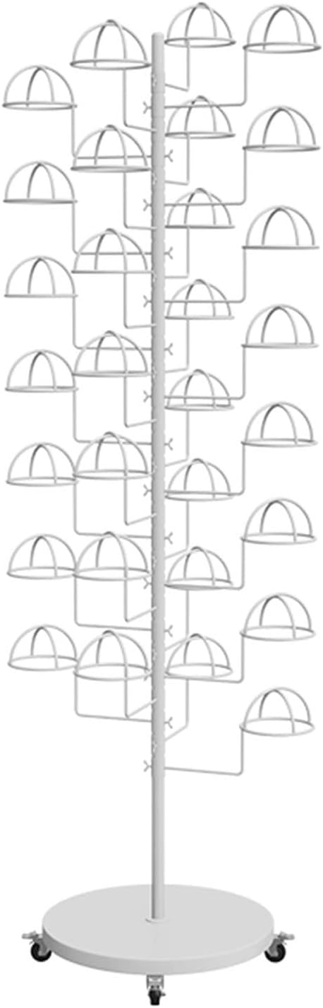 Hat Rack Metal Hat Display Stand with Large Capacity Movable Hat Display Racks for Baseball Caps Cowboy Hats and Wigs (White Place 30 Hats),White,Place 30 Hats