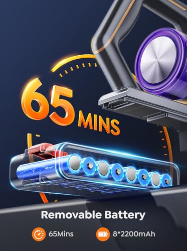 Cordless Vacuum Cleaner, 600W 50KPA 65 Mins Vacuum Cleaners for Home, Anti-Tangle Stick Vacuum with Touch Screen, Wall Mount Charging, Upgraded Vacuum Cordless for Pet Hair/Carpet/Floors - Image 4