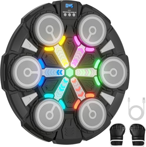 Music Boxing Machine, Smart Music Punching Machine for Adults Kids, Bluetooth Music Sync, Wall-Mounted Workout/Training Equipment with Boxing Gloves, Suitable for Home Gym Office Indoor Exercise