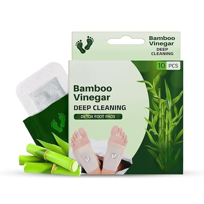 Bamboo Vinegar Detox Foot Pads, Deep Cleansing Foot Patch for Toxin Removal & Relaxation, Overnight Foot Detox Pads, Natural Bamboo Vinegar Foot Care for Stress Relief & Refreshing Sleep (White, 10Pad, Pack of 1)