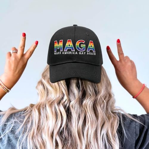 Image of Gay Pride Rainbow Trucker Hat for Men and Women LGBT Embroidered Adjustable Washable LGBTQ Baseball Cap Gifts
