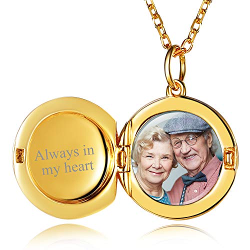 Gold Locket Necklace For Women Round Shaped Silver Locket Necklace That Holds Picture Photo Keep Memorial Accessories Custom Jewelry Personalized Locket Necklace #TOP19