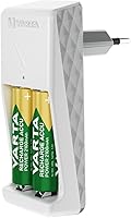 Vista 3 de VARTA Cargador de Batería, Incluye 2 x AA 2100 mAh, Carga 2 AA/AAA Simultáneamente, Mini Cargador, Blanco