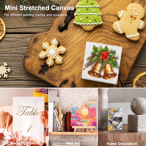 AUREUO Mini Stretched Canvas - 3x4 Inch/24 Pack - 2/5 Inch Profile Small Square Canvas - Gift Set Bulk Pack Canvases for Acrylic Painting & Craft - Image 6
