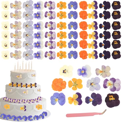 Fleurs comestibles, 55 pièces de Fleurs de pensée spéciales(Pansy Flowers), 11 Couleurs, 100 % Naturelles et séchées naturellement. Décoration pour...