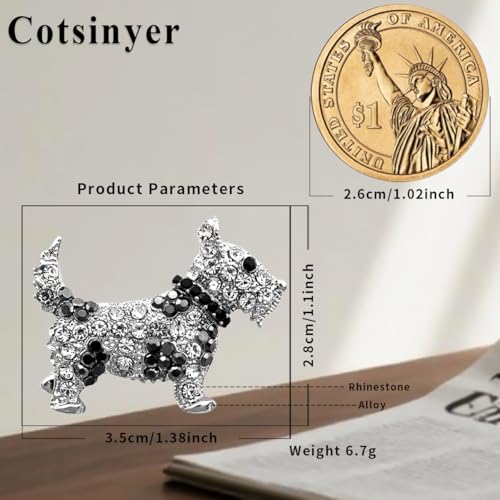 Image of Beagle Scottish Terrier West Highland White Terrier Cute Simulated Pearl Poodle Dog Brooch Pin Rhinestone Animal Lapel Collar Jewelry Accessories Brooch Pin for Women Westies, Scotties, Cairns, white Westie,Scottish Terriers