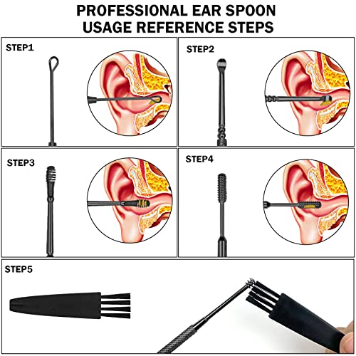 image for Hion 6 Pcs Ear Wax Removal Kit,Professional Double-Headed Ear Pick Ear