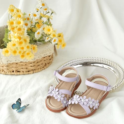 Image of Kolan Toddler Girl Sandals Open Toe Flat Princess Dress Shoes Little Kids