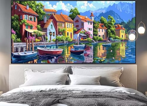 Diamond painting bord de la mer grand format 150x50cm avec kit complet square strass