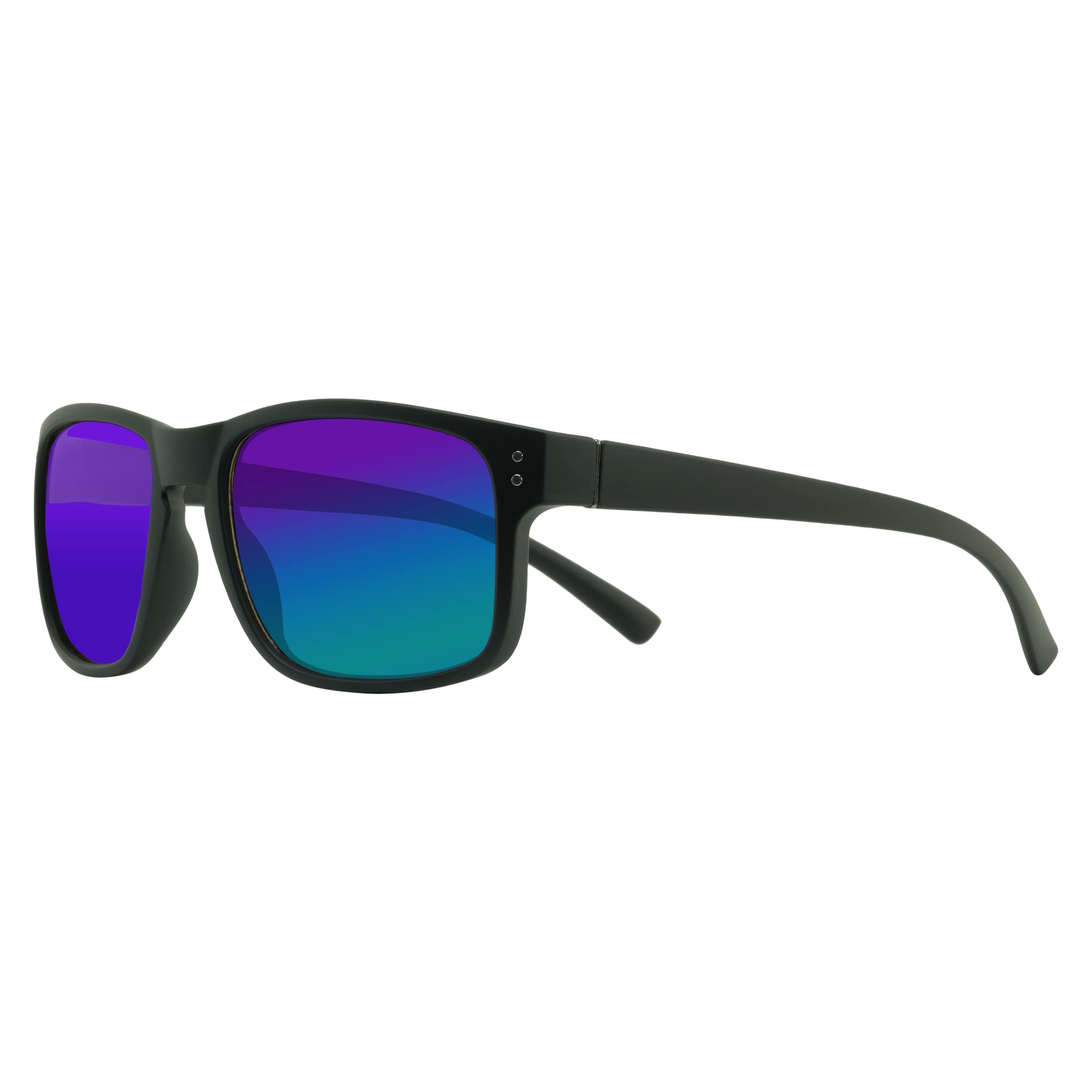 Piranha EyewearPiranha"Xander" Matte Black Frame Classic Sunglasses with Blue Mirror Lens