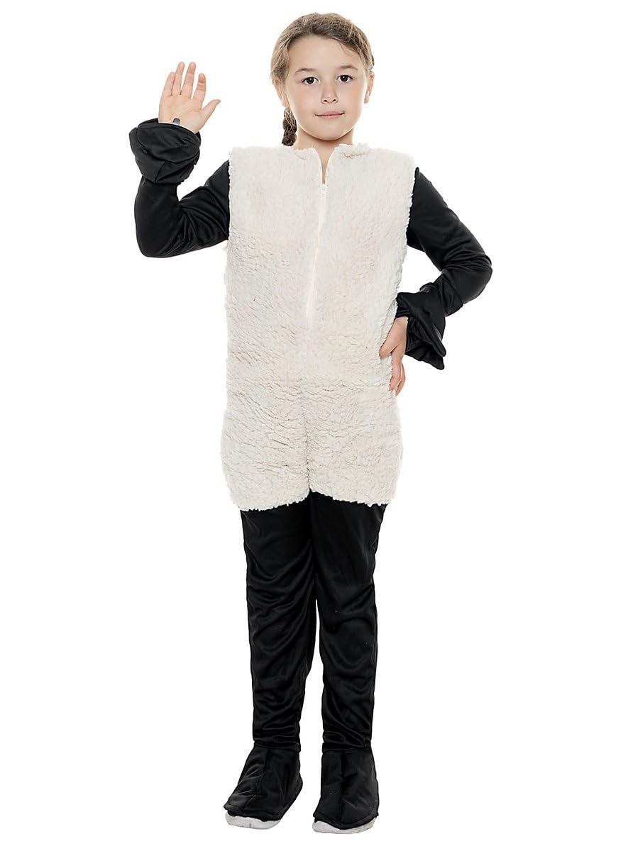 Maskworld Costume originale di Shaun la pecora per bambini, morbida tuta in peluche con cerniera frontale e testiera imbottita per carnevale