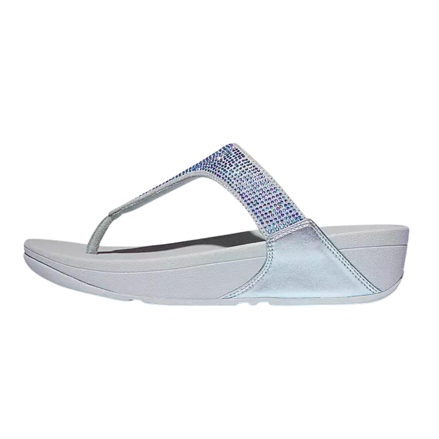 FitFlop Women's Lulu Crystal Embellished Wedge Sandal, Quiet Blue, UK