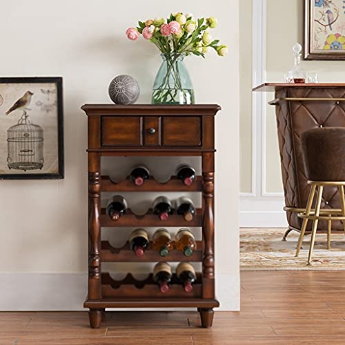 Organizador para vino de madera marrón con cajón miniatura 3