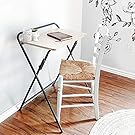 SOFSYS Modern Folding Desk for Small Space, Computer Gaming, Writing, Student and Home Office Organization, Industrial Metal Frame with Premium Desktop Surfaces, Oak/Black