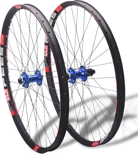 26 27.5 29インチ マウンテンバイク用ホイールセット ディスクブレーキ MSハブ 12速アルミ合金ダブルウォールリム スルーアクスル 15X100/12X142mm ブルー 26インチ(Blue,26inch)