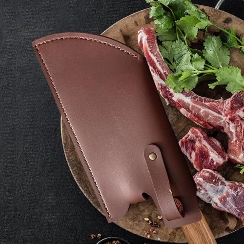 Meat Cleaver Sheath ? Faux Leather Chopper Guard, Luxury Leather Cleaver Sheath | Anti-Puncture Meat Cleaver Protector, Waterproof Leather Cover for Vegetable & Meat Cleavers for Outdoor Use - Image 3