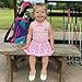 BeQeuewll Toddler Girls Summer Outfit Fashionable Sleeveless Golf Cart Embroidery Tops with Pleated Skirt 2Pcs Set (Pink, 3-4T)