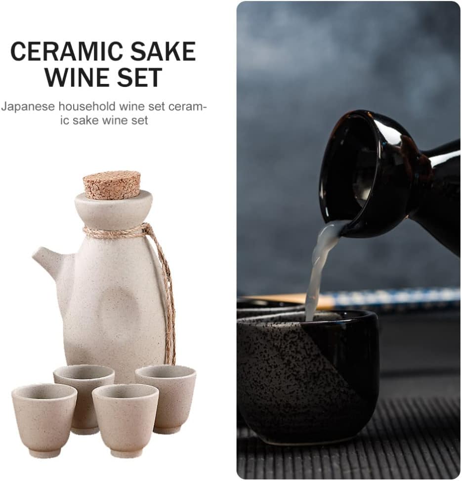 Ceramic Sake Pot and Serving Cups Japanese Wine Set Multi-functional Sake Drinkware for Home