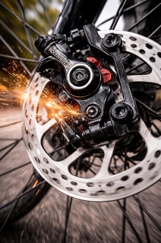 Image of Bike Mechanical Disc Brake Caliper Set with Extra Pads - Universal MTB Bicycle Front & Rear Cable-Actuated Alloy Disc Brake, High Performance Cycle Braking System Replacement Kit