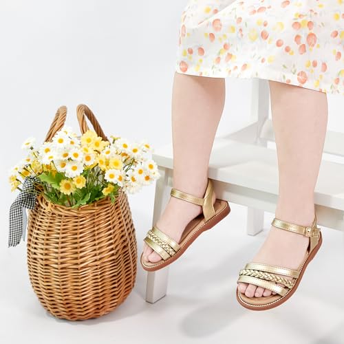 Image of Otter MOMO Girls Open Toe Princess Flat Sandals with Comfort Sole Summer Sandals
