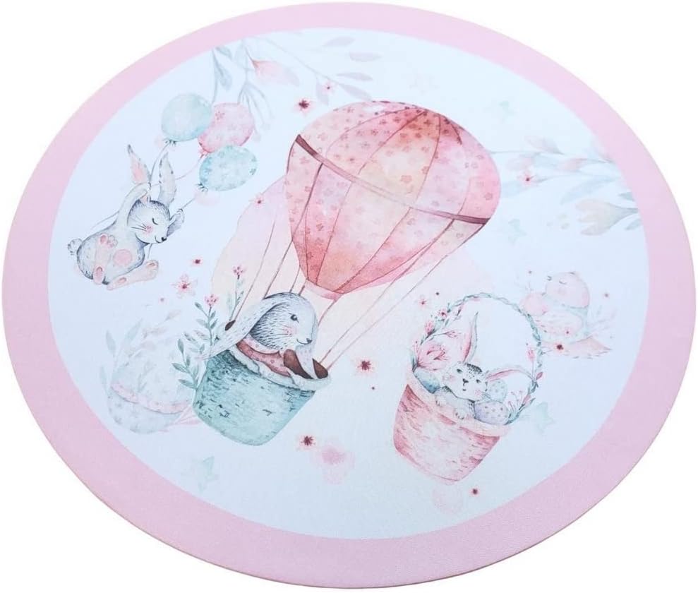 Maison Charlo | Set of 4 Washable Easter Rose Balloon Round Placemat Covers - 14" Diameter for Kitchen and Dining Table