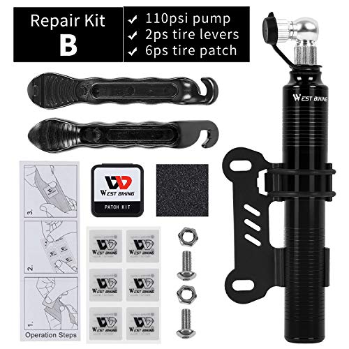 ICOCOPRO Mini Bike Pump Portable, Bicycle Tire Pump, with High Pressure 110 PSI - Fits Presta & Schrader Valve - Fast Inflating Bicycle Tire Pump for Road, Mountain, BMX Bikes - Includes Mount Kit