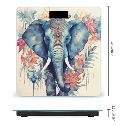 Báscula digital de baño con diseño elefante y plumas de pavo real miniatura 2