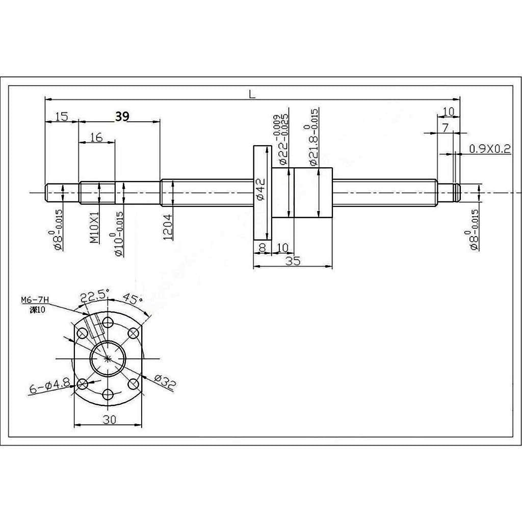 Śruba kulowa maszyny końcowej SFU1204 z nakrętką kulkową RM 1204 obrabianą CNC(750mm)