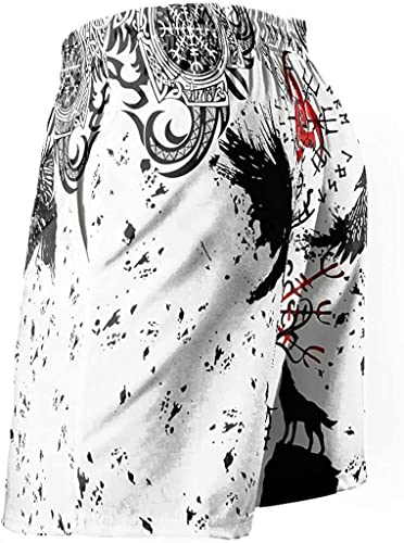 Summer Viking Swimming Shorts Norse Odin Raven And Compass Tattoo Beach Shorts Quick Dry Athletic Shorts With Pockets2