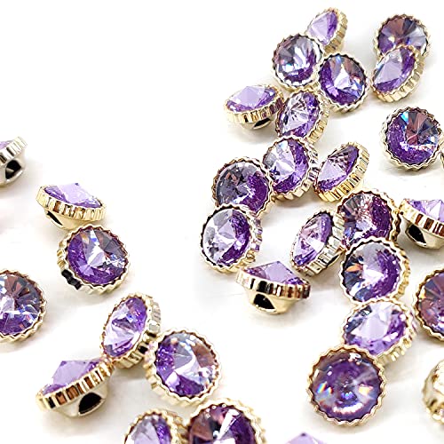 Craftisum Decorative Purple Rhinestone Resin Sewing Shank Buttons 50 Pcs - 12.5Mm, 1/2" #TOP3