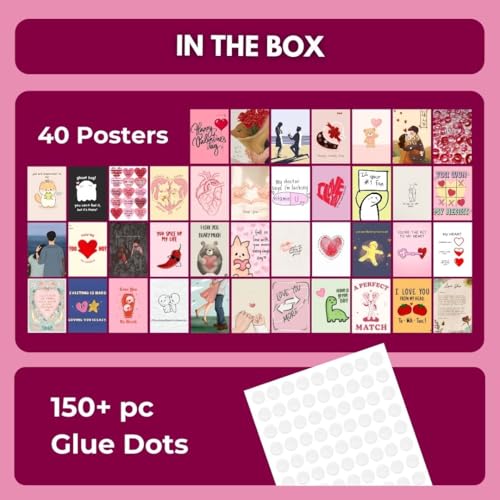 Image of 40-Piece Mini Love Quote Poster Set - Cute Valentine's Day Aesthetic Wall Collage Kit (15x10 cm) | Romantic Couple Decor, Affirmation Art for Room, Dorm, Scrapbook, Gifting