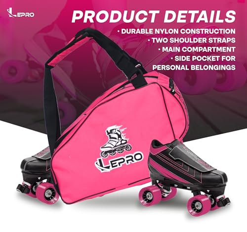 Image of LEPRO Skate Bag | Premium Inline Skating Bag with Adjustable Shoulder Strap for Youth and Adults (Pink)
