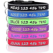 Personalized Dog Collar, Custom Embroidered with Pet Name and Phone Number, Soft Neoprene Padded Reflective Nylon Customized Collar for Small Medium Large Dogs