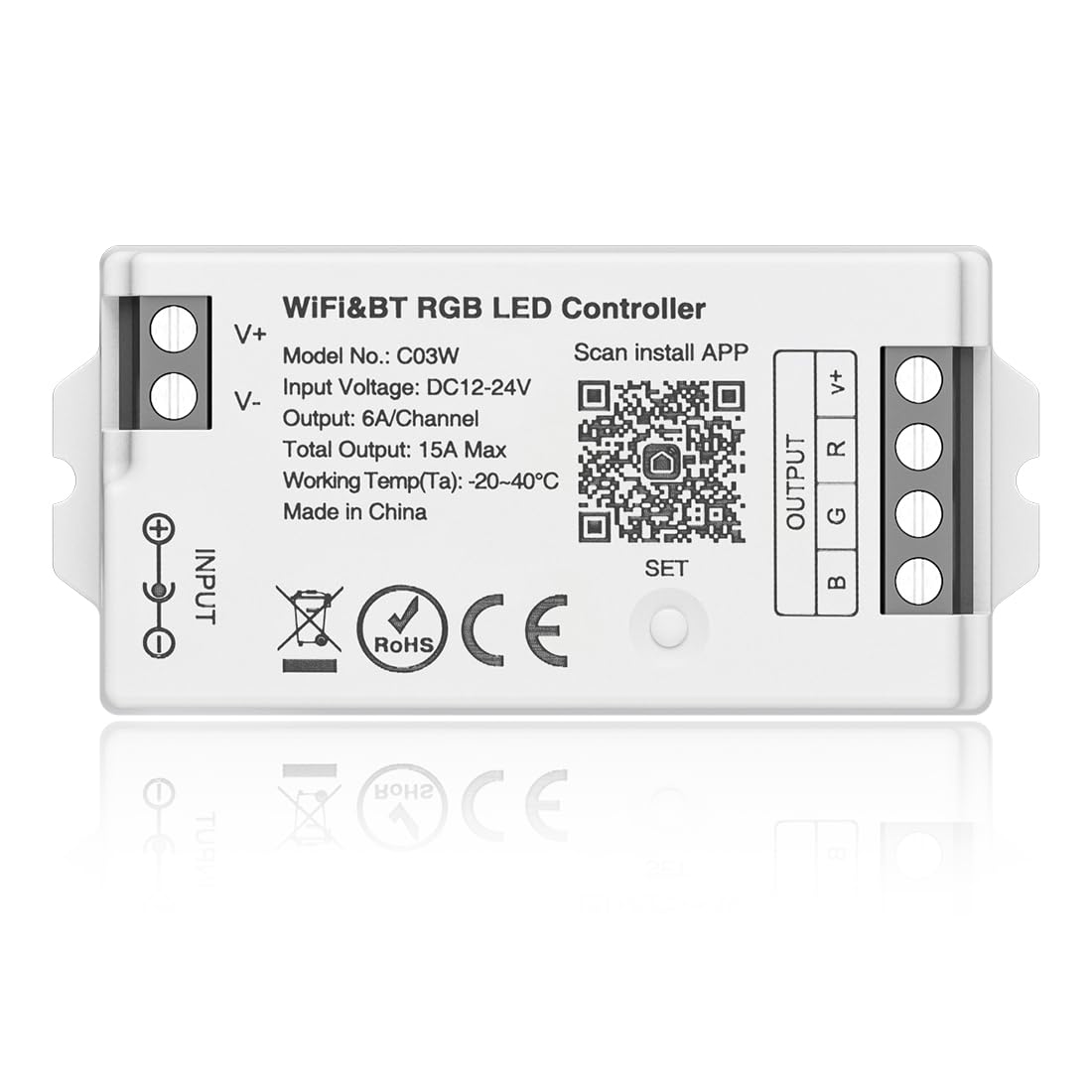 BTF-LIGHTING C03W WiFi Controller for 4pin SMD COB RGB(+ R G B) LED Strip