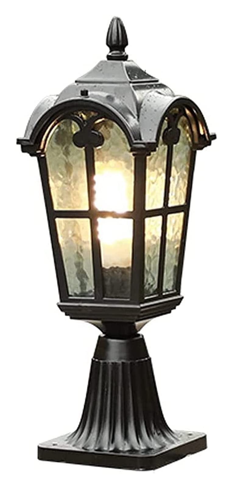 QUSYZD Lamp Post Lights Outdoor, Courtyard Light Retro Pillar Post Light Outdoor Garden Bollard Column Lamp Courtyard Fence Pillar Lamp E27 Pedestal Light Waterproof Street,Height:46cm