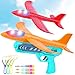 FORMIZON Katapult Flugzeug Spielzeug, 2 Stück Modell Schaum Flugzeug Trägerrakete, Leuchtende Segelflugzeug, Wurfgleiter Styroporflieger Pistole Kinderspielzeug Interaktives Spiele ab 3 Jahren
