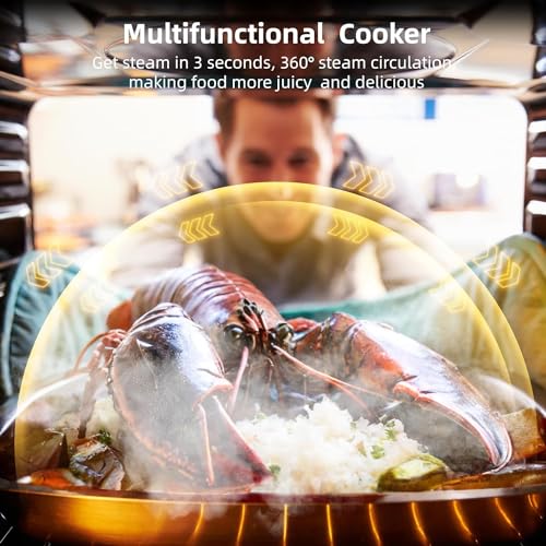 Single Wall Oven 24", 2.5 Cu.f (70L) Built-in Electric Oven with 108 Smart Menu 8 Baking Modes Air Frying Function 3D Surround Heating, ETL Certified, Stainless Steel