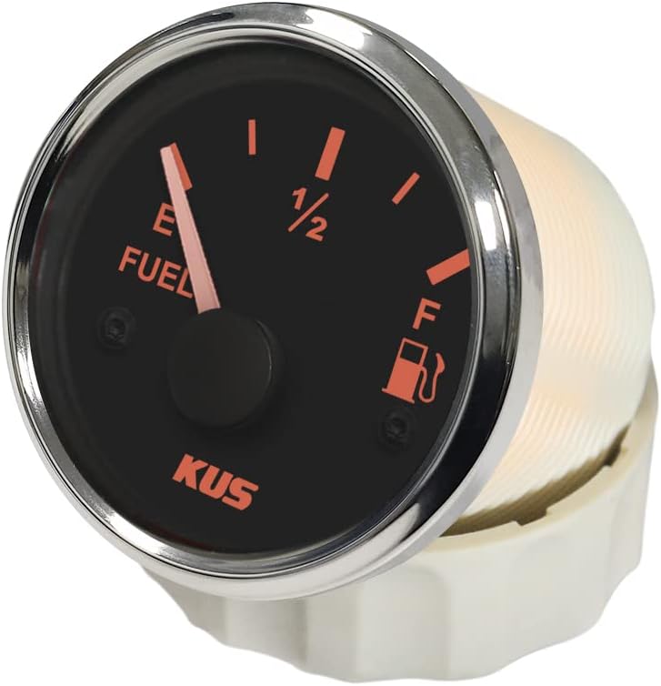 Kus Auto Marine 2" 52mm Fuel Tank Level Gauge Meter Indicator 0-190ohm Signal with Backlight 12 24 Volts