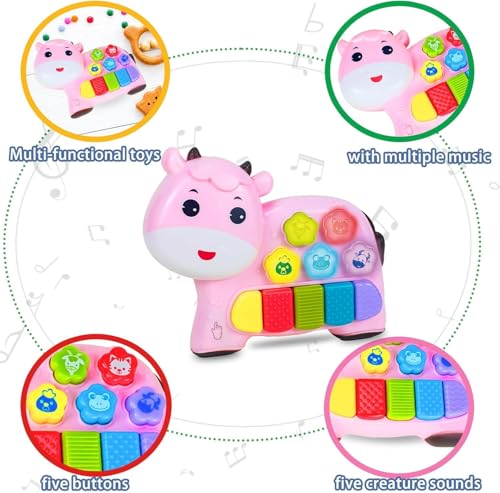 Image of Amitasha Musical Piano for Babies - Animal Voice Sound Toy Piano with Colorful Keys, Animal Shape Activity Toy for Kids with Light & Sound, Early Learning Toy for Toddlers (Random Color)