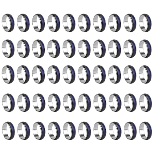 50Pcs Wholesale Lots Pack Mood Rings Vintage Mixed Color Changeable Emotion In Bulk Cheap For Adults Mens Women Teen Bands Comes In A Box Mixed Size 6-10 Jewelry Gifts Valentines Birthday Party