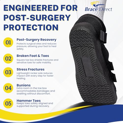 Image of Brace Direct Post Op Shoe & Medical Foot Brace - Stress Fracture, Broken Toe & Bunion Support L3260 - Orthopedic Walking Immobilizer for Left or Right Foot (MD - WOMENS US SHOE: 6.5-8) (Pack of 2)