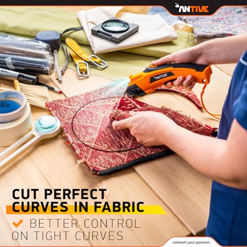 Image of Electric Scissors for Fabric with Safety Switch - Ergonomic Cordless Electric Fabric Scissors - Rechargeable Electric Fabric Cutter for Sewing, Crafts, Quilting & DIY