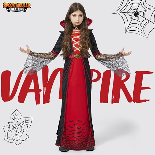 Spooktacular Creations Royal Vampire Costume for Girls, Deluxe Set Halloween Gothic Victorian Vampiress Queen Costume2