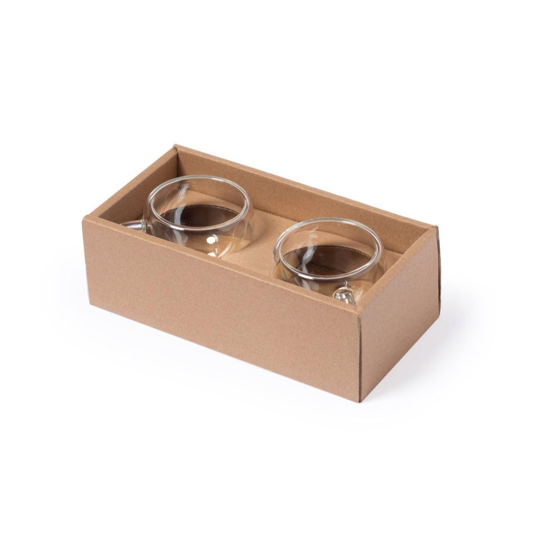 Lote 50 Tazas Cristal Doble Pared 60 ml con Posavasos de Bambú – Pack para Hostelería – Cafetería, Bar, Hotel, Restaurante – Tazas al Por Mayor