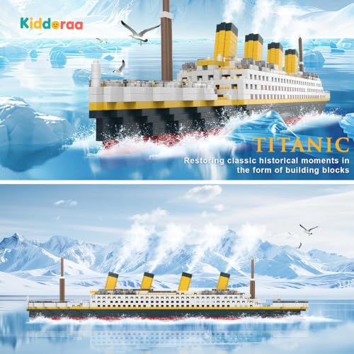 Image of Ship Micro Building Blocks Set, 1878+ PCS Historic Ocean Liner Ship Model for Teens & Adults 14+ | Collectible Display with 1 Year Manufacturing Warranty