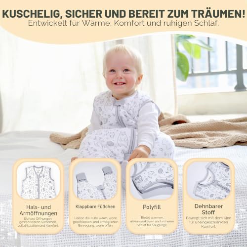 Baby Schlafsack mit Füßen Bio-Baumwolle 2.5 TOG Winterschlafsack 1er-Pack – Ansicht 4