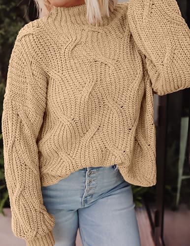 PRETTYGARDEN Women's Fall Oversized Pullover Sweaters Casual Crewneck Long Sleeve Chunky Cable Knit Tops Winter Clothing